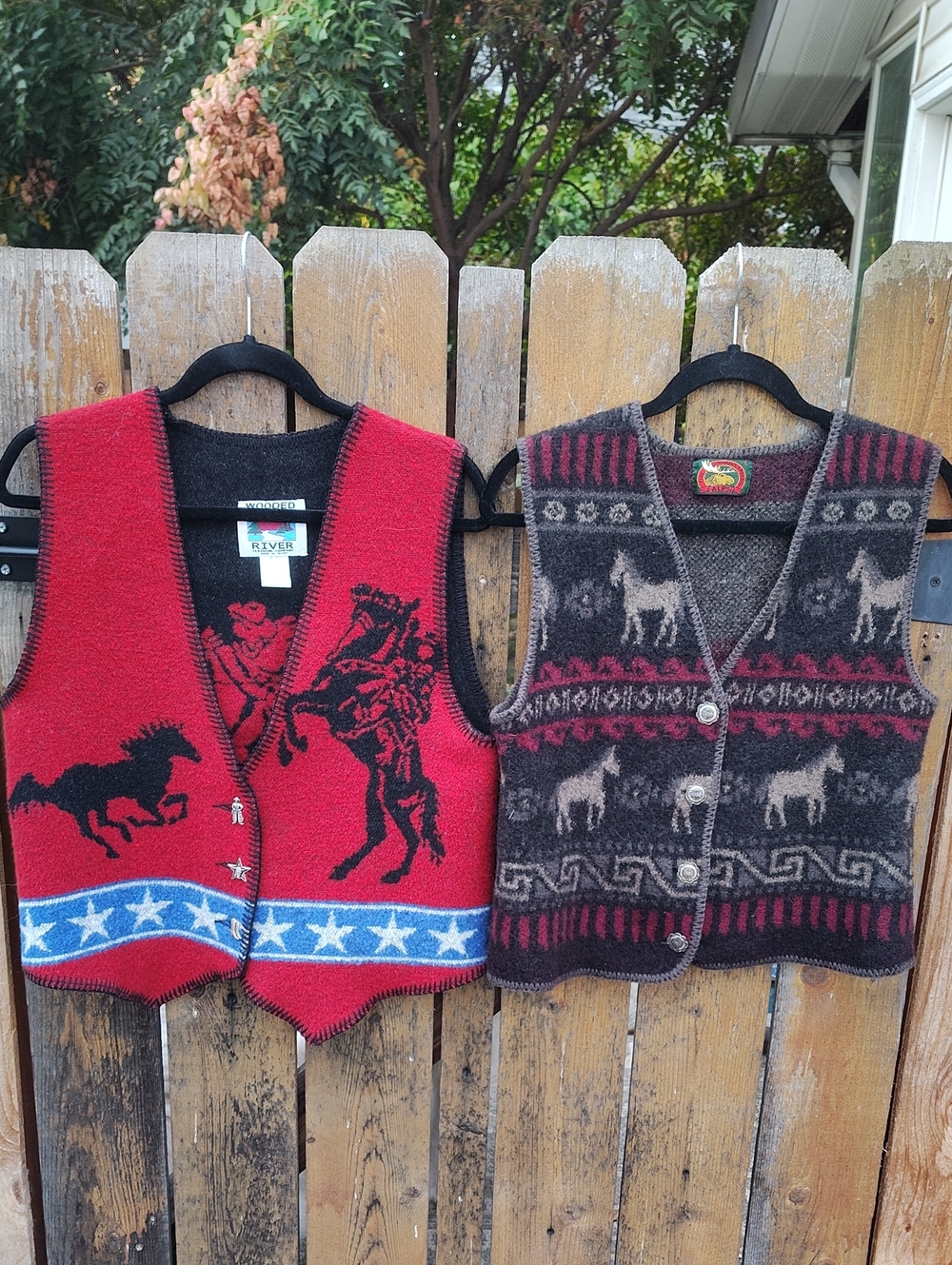 Vintage Red Wool Cowboy Vest by Wooded River & Alps- Western Knit